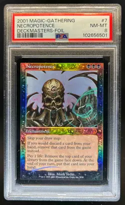 2001 Magic: The Gathering Deckmasters Necropotence Foil #7 PSA 8 - Image 1