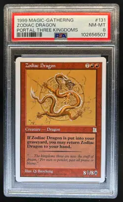 1999 Magic: The Gathering Portal Three Kingdoms Zodiac Dragon #131 PSA 8 - Image 1