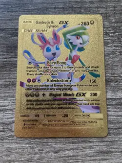 Gardevoir & Sylveon GX Rare Gold Foil Fan Art Pokemon Card - Image 1