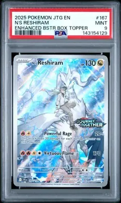 2025 POKEMON JTG EN-JOURNEY TOGETHER #167 N'S RESHIRAM PSA 9 - Image 1