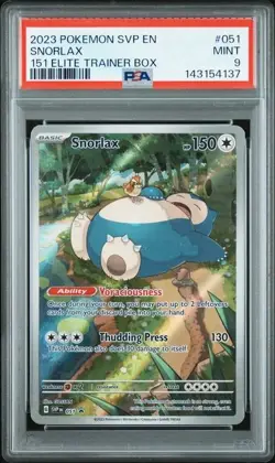 Snorlax 051 PSA 9 - 2023 Pokemon SV Scarlet Violet Promos 151 ETB - Image 1