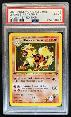 2000 Pokemon Gym Challenge 1st Edition Blaine's Arcanine Holo #1/132 PSA 9 - Image 1