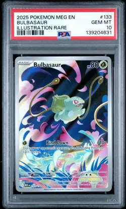 2025 Pokemon Mega MEG En Bulbasaur Illustration Rare #133 PSA 10 Gem Mint - Image 1