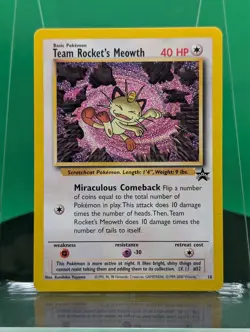 Team Rocket's Meowth 18 Black Star Promo August 2000 English Pokemon League - Image 1