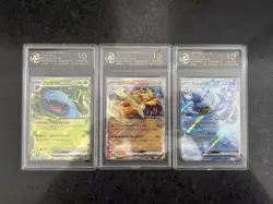 PSA 10 Starter Trio 3 Pokemon Cards Graded - Image 1