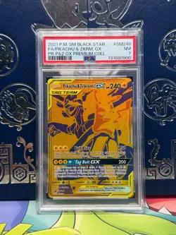 2021 POKEMON SM BLACK STAR PROMO #SM248 FULL ART/PIKACHU & ZEKROM GX PSA 7 - Image 1
