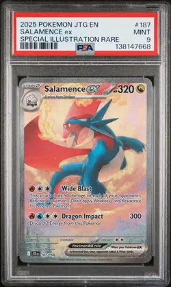 2025 POKEMON JOURNEY TOGETHER SPECIAL ILLUSTRATION RARE #187 SALAMENCE EX PSA 9 - Image 1