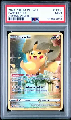 7034 Pikachu 2023 Pokemon Sword & Shield Crown Zenith #GG30 PSA 9 - Image 1