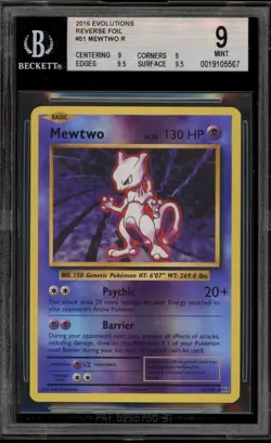 Pokemon Mewtwo XY Evolutions Reverse Holo Rare #51 BGS 9 Mint - Image 1