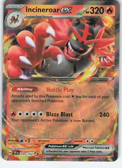 Incineroar ex - 034/162 Double Rare Holo SV05: Temporal Forces NM Pokemon - Image 1