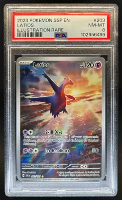 2024 Pokemon Surging Sparks Latios #203/191 PSA 8 - Image 1