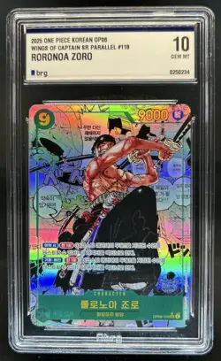 2025 One Piece Korean Wings Captain Roronoa Zoro Manga Alt Art #OP06-118 BRG 10 - Image 1