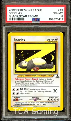 PSA 8 NM-MINT Snorlax Z # 49 WOTC Black Star Promo Pokemon Card 411 - Image 1