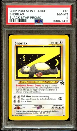PSA 8 NM-MINT Snorlax Z # 49 WOTC Black Star Promo Pokemon Card 411 - Image 2