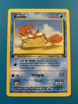 1st Edition Krabby 51/62 Fossil Set Rare Vintage 1999 Pokemon Card - NM - Image 1