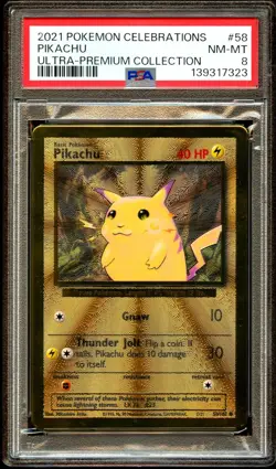 PSA 8 NM-MINT Pikachu 58/102 Gold METAL Classic HOLO PROMO Pokemon Card 323 - Image 2