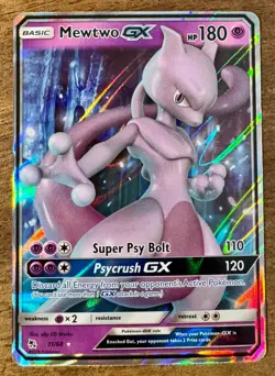 Pokemon Mewtwo GX TCG Full Art Ultra Rare Holo Card 31/68 Hidden Fates NM/M - Image 1