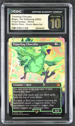 CGC 10 PRISTINE MTG Traveling Chocobo 0551d 2025 Final Fantasy Mythic Rare Green - Image 1