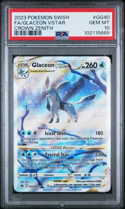 2023 Pokemon Crown Zenith Glaceon Vstar Full Art #GG40 PSA 10 Galarian Gallery - Image 1