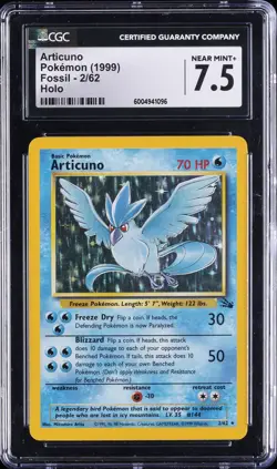 1999 POKEMON FOSSIL - HOLO #2/62 ARTICUNO CGC 7.5 - Image 1