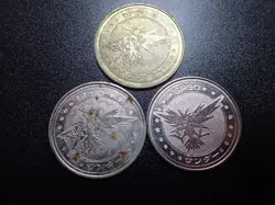 Pokemon Card Meiji Promo Battle Coin Silver Gold Zapdos x3 #6220 PLAY - Image 1