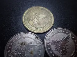Pokemon Card Meiji Promo Battle Coin Silver Gold Zapdos x3 #6220 PLAY - Image 2