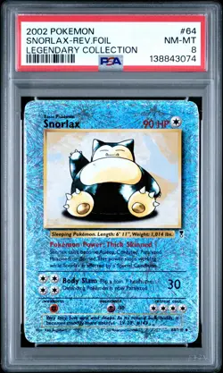 2002 POKEMON LEGENDARY COLLECTION #64 SNORLAX-REVERSE FOIL PSA 8 - Image 1