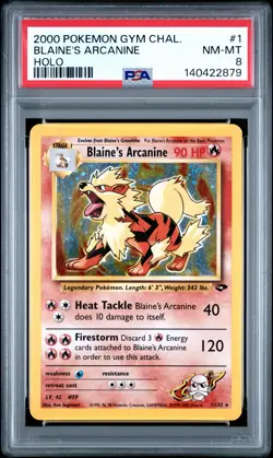 140422879 Blaine's Arcanine 2000 Pokemon Gym Challenge #1 Holo PSA 8 - Image 1