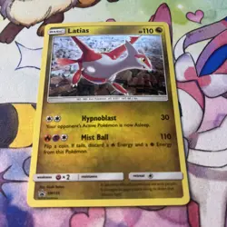 Latias SM135 NM Cosmo Holo Sun & Moon Black Star Dragon Majesty Pokemon Promo - Image 2