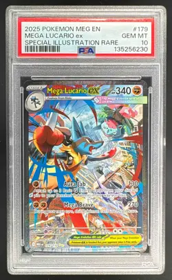 6230 Mega Lucario ex 2025 Pokemon Mega Evolution #179 SIR PSA 10 - Image 1