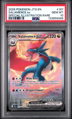 2025 Pokemon Journey Together Salamence EX Special Illustration Rare #187 PSA 10 - Image 1