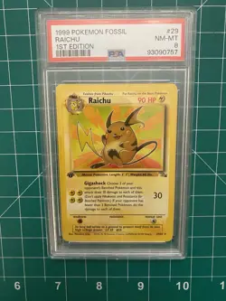 1999 POKEMON FOSSIL 1ST EDITION #29 RAICHU- PSA 8 NM MINT - Image 1