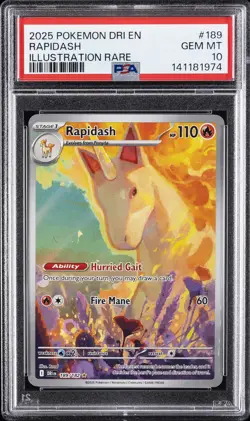 2025 POKEMON DRI EN-DESTINED RIVALS ILLUSTRATION RARE #189 RAPIDASH PSA 10 - Image 1