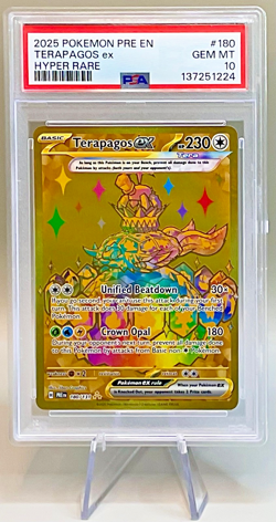 Pokemon Terapagos ex #180/131 Hyper Rare Gold 2025 Prismatic Evolutions PSA 10! - Image 1
