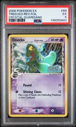 2006 POKEMON EX CRYSTAL GUARDIANS #68 TREECKO-REVERSE FOIL PSA 5 - Image 1