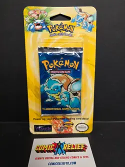 1999 WOTC Pokemon Base Set Sealed Booster Blister Pack Blastoise - Image 1