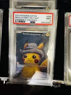 Pokemon Pikachu with Grey Felt Hat Van Gogh Full Art Promo SVP EN 085 PSA 9 Mint - Image 1