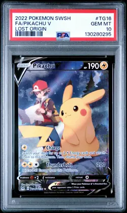 0295 Pikachu V 2022 Pokemon Sword & Shield Lost Origin #TG16 PSA 10 - Image 1