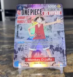 NCAA Bandai Namco One Piece CCG Monkey D. Luffy US Voyage Promo Full Art Holo A - Image 1