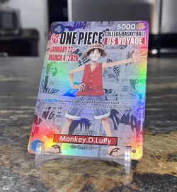 NCAA Bandai Namco One Piece CCG Monkey D. Luffy US Voyage Promo Full Art Holo A - Image 2