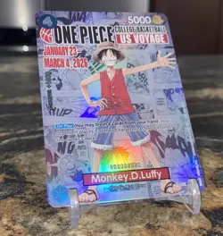 NCAA Bandai Namco One Piece CCG Monkey D. Luffy US Voyage Promo Full Art Holo A - Image 3