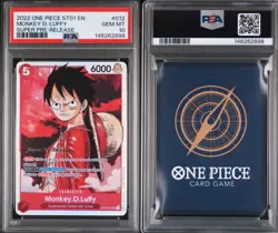 2022 One Piece MONKEY.D.LUFFY PSA 10 GEM SUPER PRE-RELEASE ST01-012 STRAW HAT - Image 1