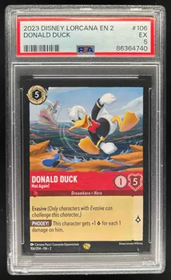 2023 Disney Lorcana Rise of the Floodborn Donald Duck Not Again #106/204 PSA 5 - Image 1