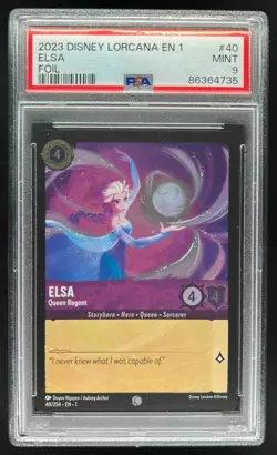 2023 Disney Lorcana TCG: The First Chapter Elsa Queen Regent Foil #40/204 PSA 9 - Image 1