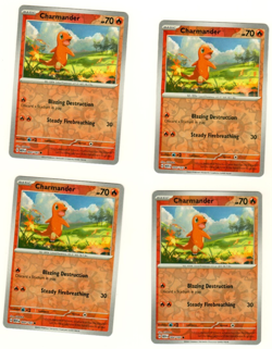 Set Of 4 Charmander #004 Scarlet & Violet 151 Reverse Foil Pokemon Card - Image 3