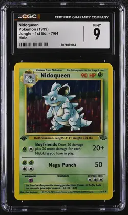 CGC 9 MINT Nidoqueen 1999 Jungle 1st Edition 7/64 Holo Pokemon Card - Image 1