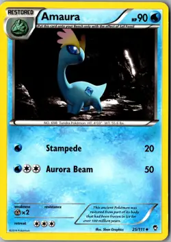 Amaura 25/111 Uncommon XY - Furious Fists LP Pokemon Card - Image 1