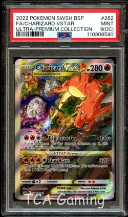 PSA 9 (OC) MINT Charizard VSTAR SWSH262 ERROR OFF-CENTER Promo Pokemon Card 590 - Image 1
