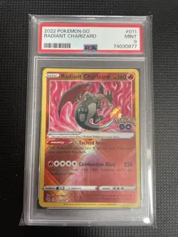Pokemon TCG Radiant Charizard Holo Card Pokemon Go, 011/078, PSA 9 Graded - Image 1