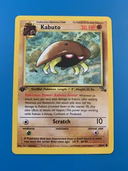1st Edition Kabuto 50/62 Fossil Set Rare Vintage 1999 Pokemon Card - NM - Image 1